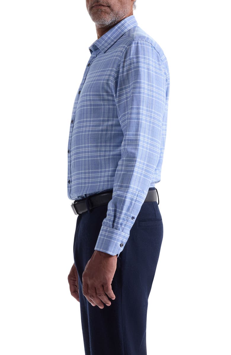 Bugatchi Karl Shaped Fit Plaid Cotton Button-Up Shirt, Alternate, color, Cobalt