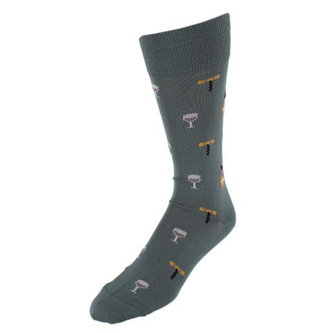 I'll Drink to That Wine Glass & Bottle Novelty Mid Calf Mercerized Cotton Sock (1 Pair)