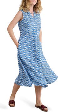 Seasalt Cornwall Carved Wood Sleeveless Linen Midi Dress