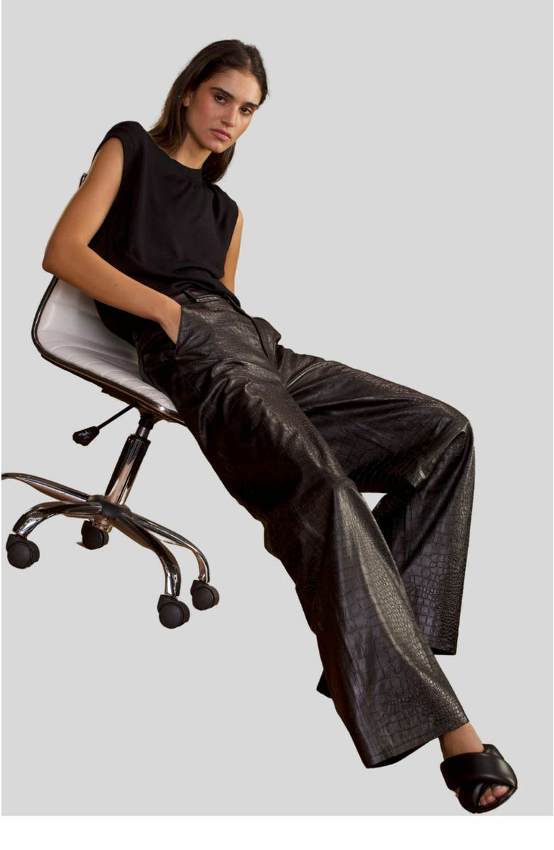 Cynthia Rowley Embossed Leather Pants, Alternate, color, 