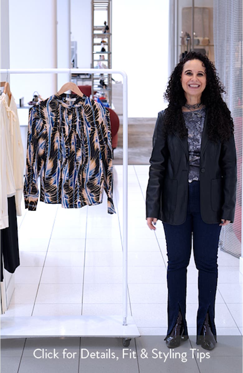 Nehir Abstract Leaf Print Silk Button-Up Shirt, sales video thumbnail