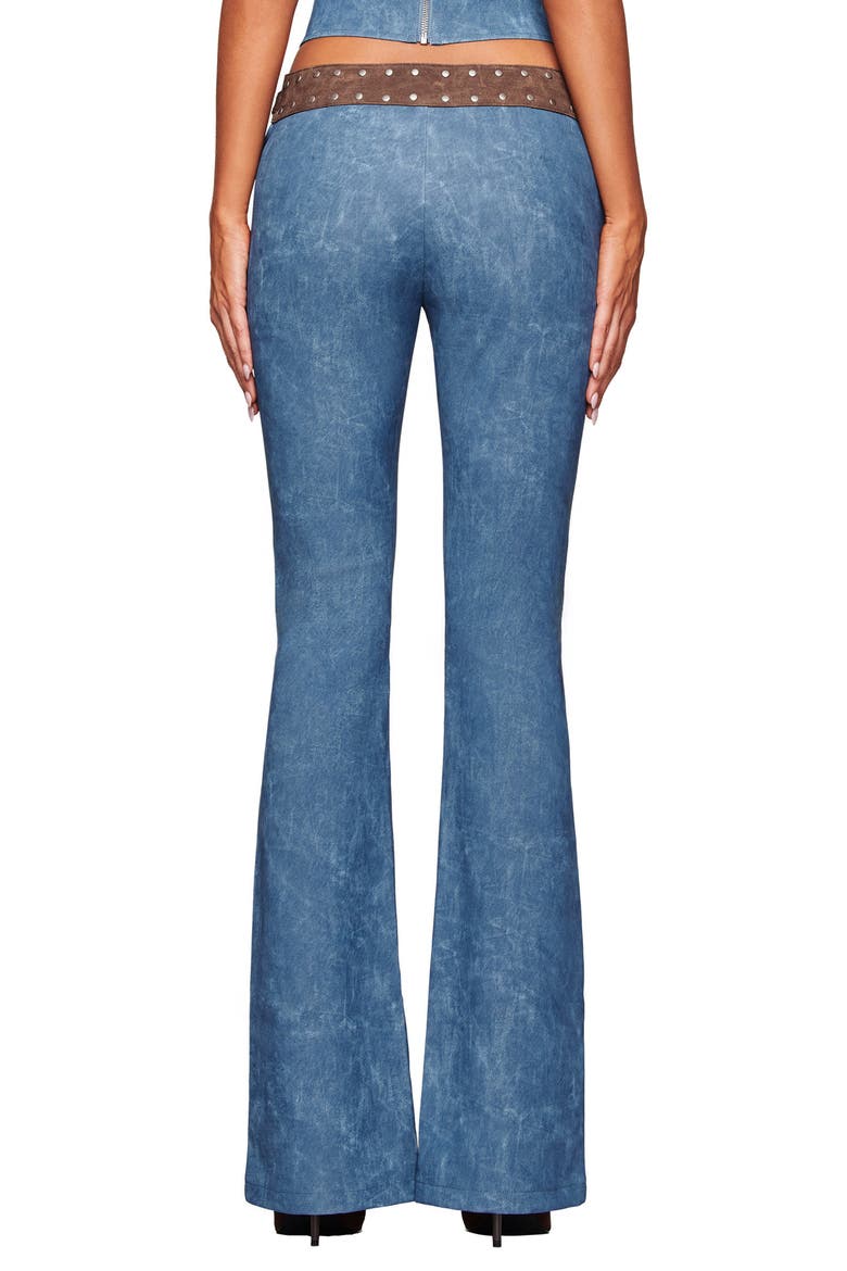 Kessa Faux Leather Bootcut Pants, Alternate, color, BLUE AND BROWN