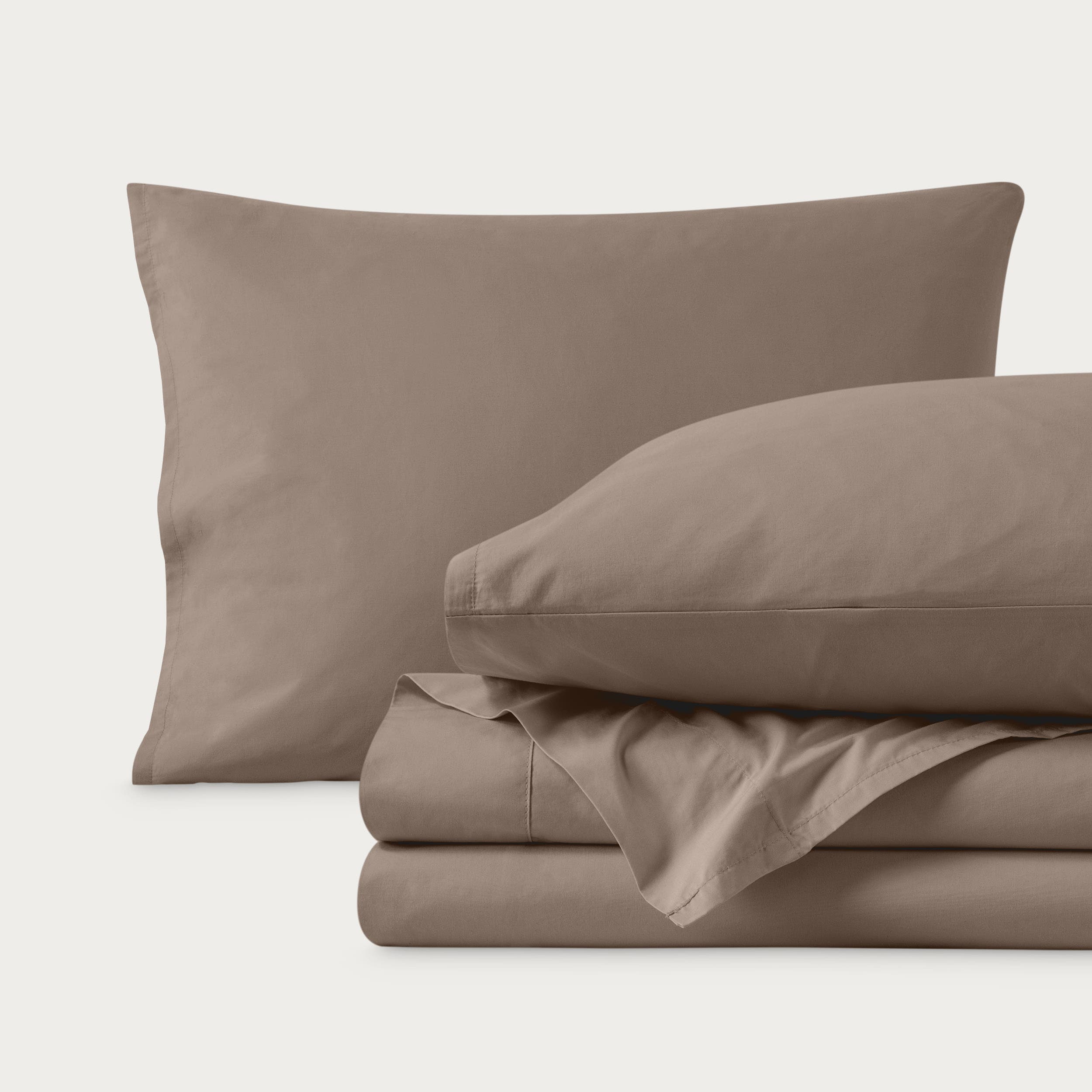 Bare Home 100% Organic Cotton Percale Cooling Sheet Set - Taupe, Queen