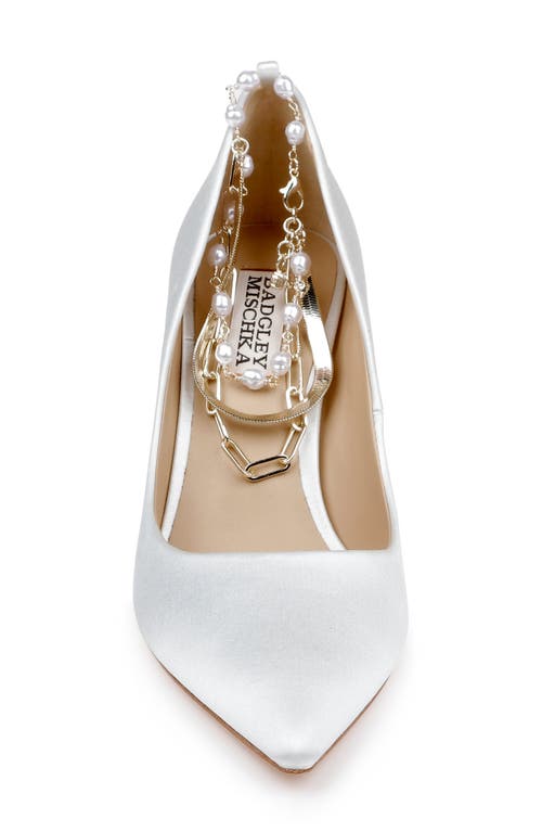 Badgley Mischka Collection Verna Chain Ankle Strap Pointed Toe Pump In White