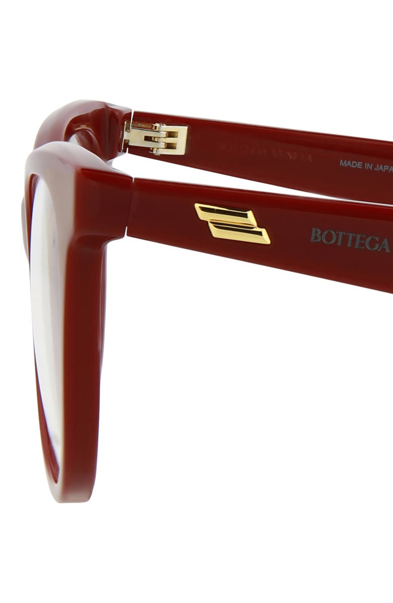 Bottega Veneta 52mm Cat Eye Optical Glasses, Alternate, color, Burgundy Burgundy Transparent