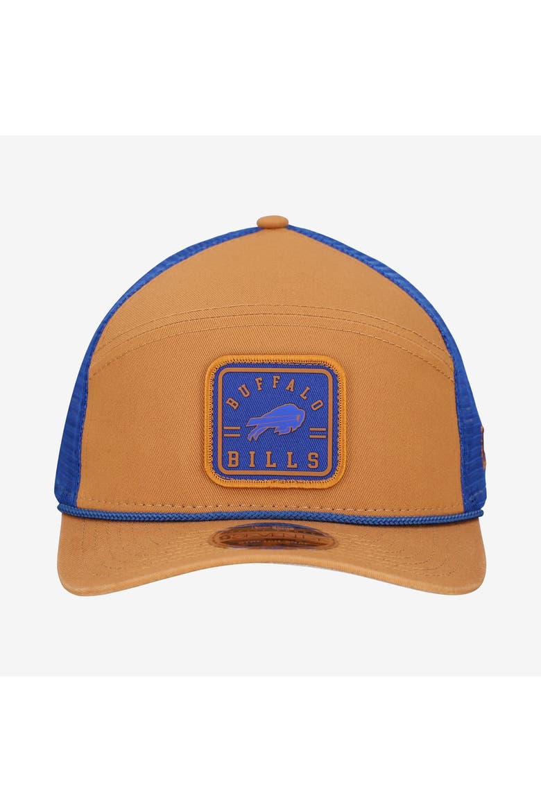 Men's New Era  Brown/Royal Buffalo Bills Team Patch Split Panel 9SEVENTY Adjustable Trucker Hat, Alternate, color, Brown