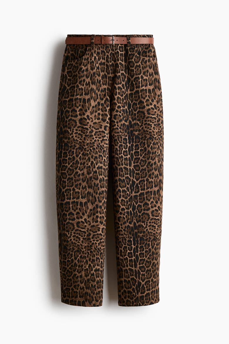 Barrel Regular-waist Jeans, Alternate, color, Beige/leopard print
