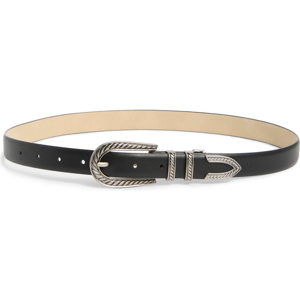 Vince Camuto Skinny Western Buckle Belt In Black