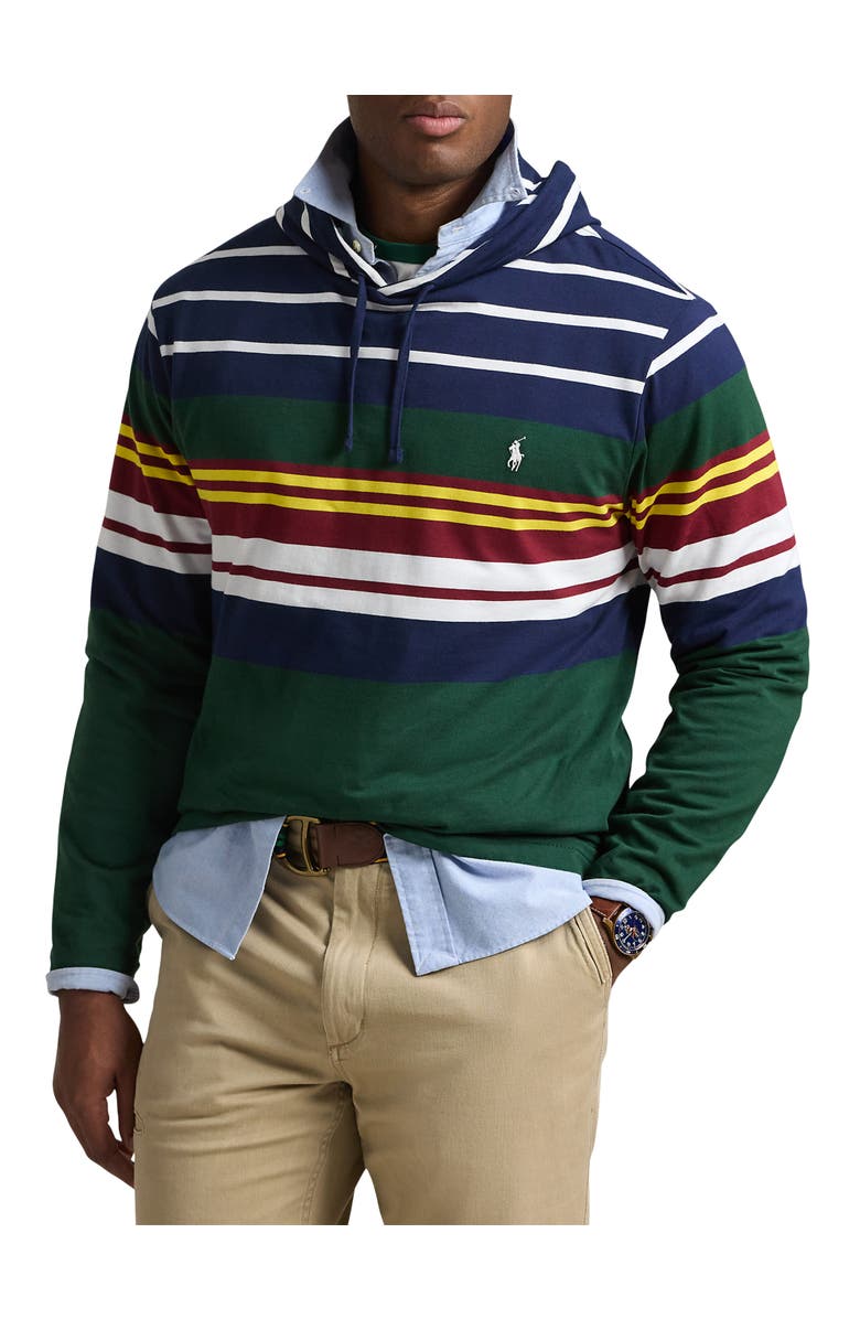 Polo Ralph Lauren Big & Tall Striped Long-Sleeve Hooded T-Shirt, Main, color, 