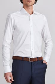 Emanuel Berg Modern Fit Solid Natural Stretch Yoga Twill Dress Shirt