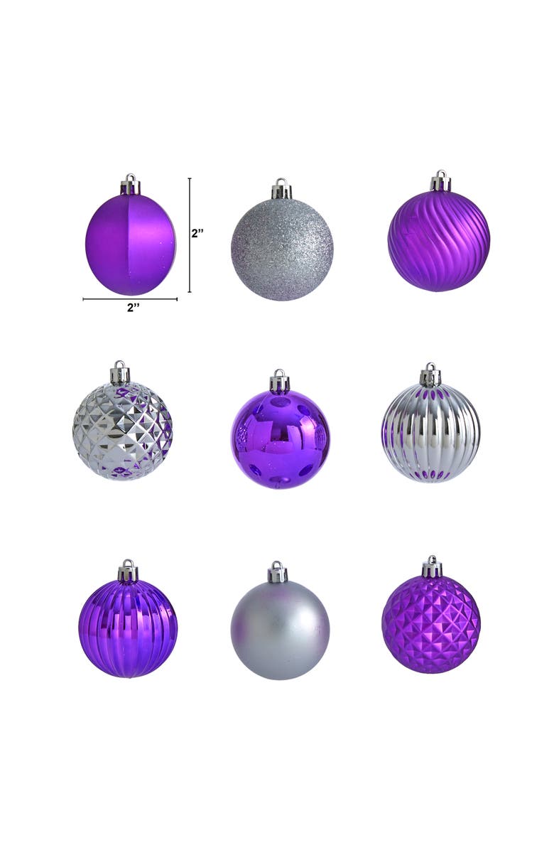 NEARLY NATURAL Holiday Shatterproof, Silver, 101 Count Christmas Tree Ornament Set, 60mm, Alternate, color, Silver