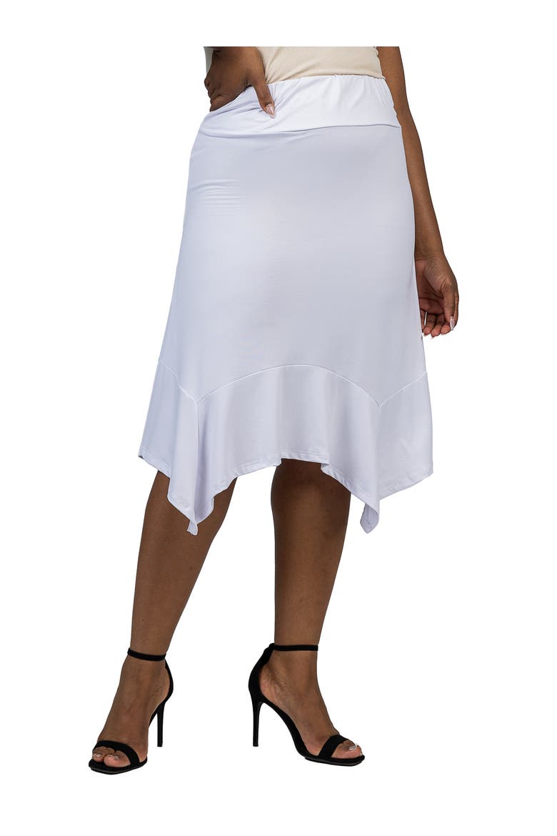 Handkerchief Hem Jersey Midi Skirt, Alternate, color, WHITE