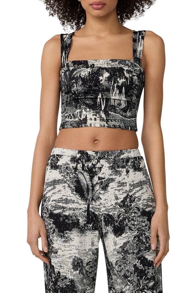 Wendy Abstract Print Knit Crop Top, Main, color, PAYSAGE BLACK