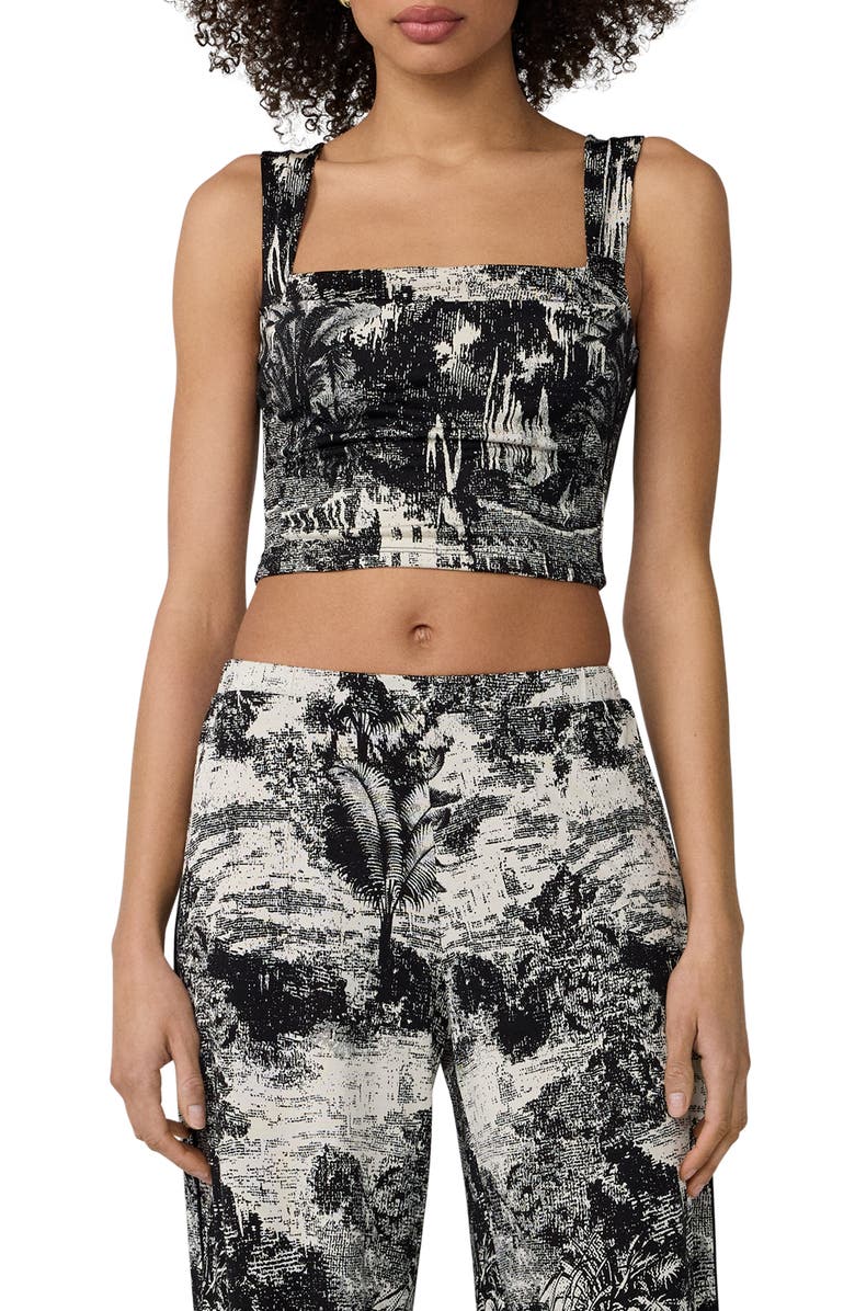 Diane von Furstenberg Wendy Abstract Print Knit Crop Top, Main, color, Paysage Black