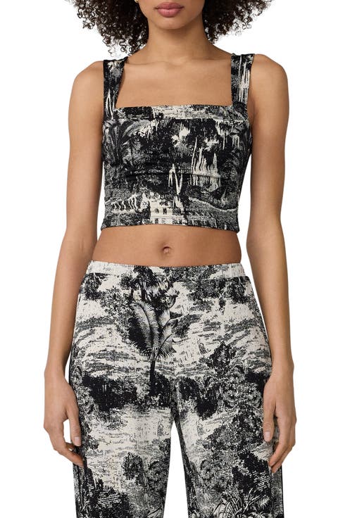 Wendy Abstract Print Knit Crop Top
