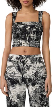 Diane von Furstenberg Wendy Abstract Print Knit Crop Top