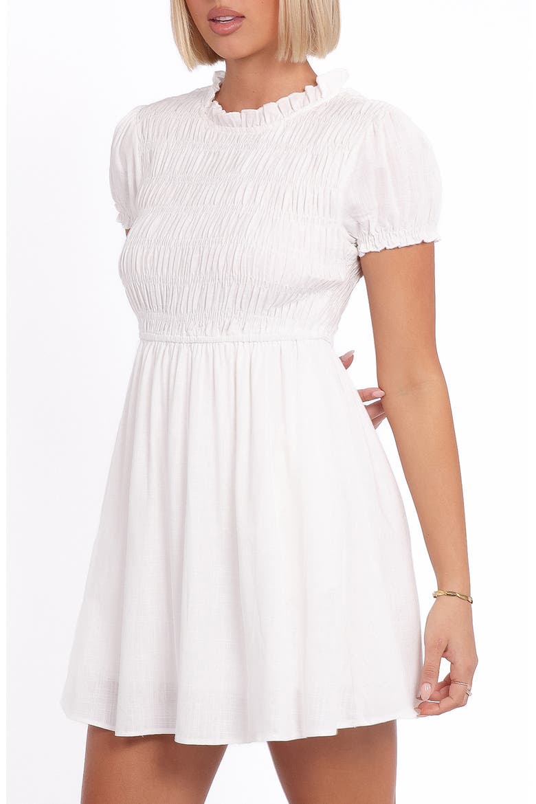 Emari Puff Sleeve Minidress, Alternate, color, WHITE