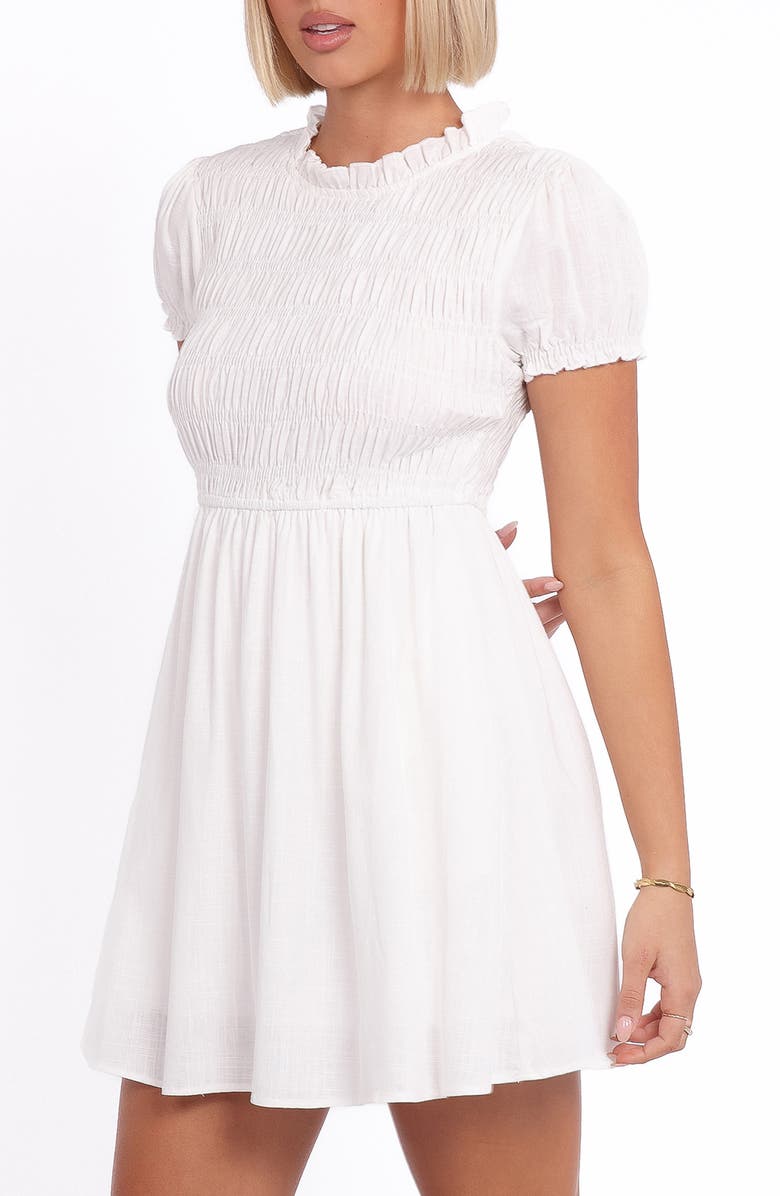 Petal & Pup Emari Puff Sleeve Minidress, Alternate, color, White