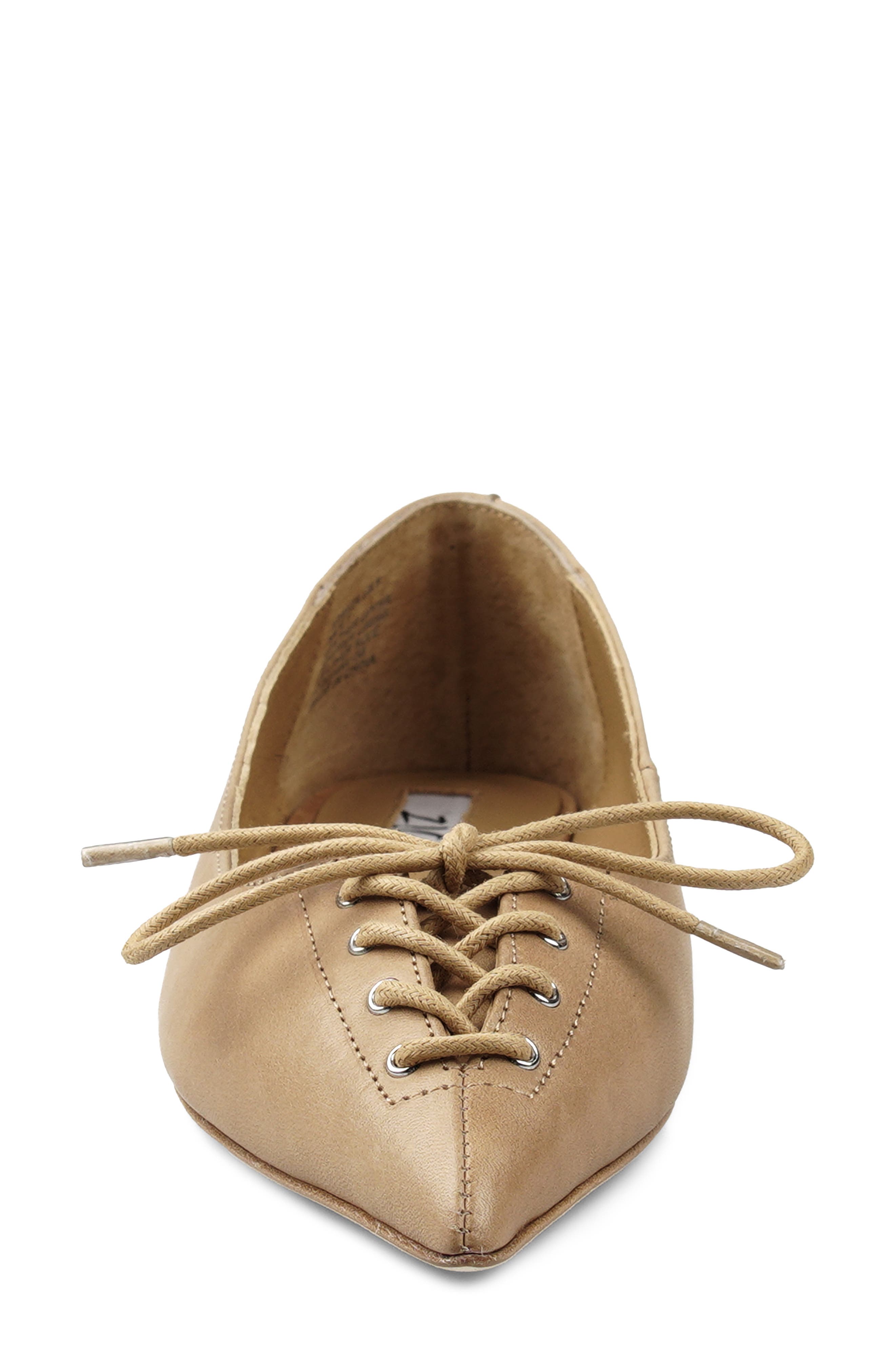Arreza Lace-Up Pointed Toe Flat, Alternate, color, NATURAL
