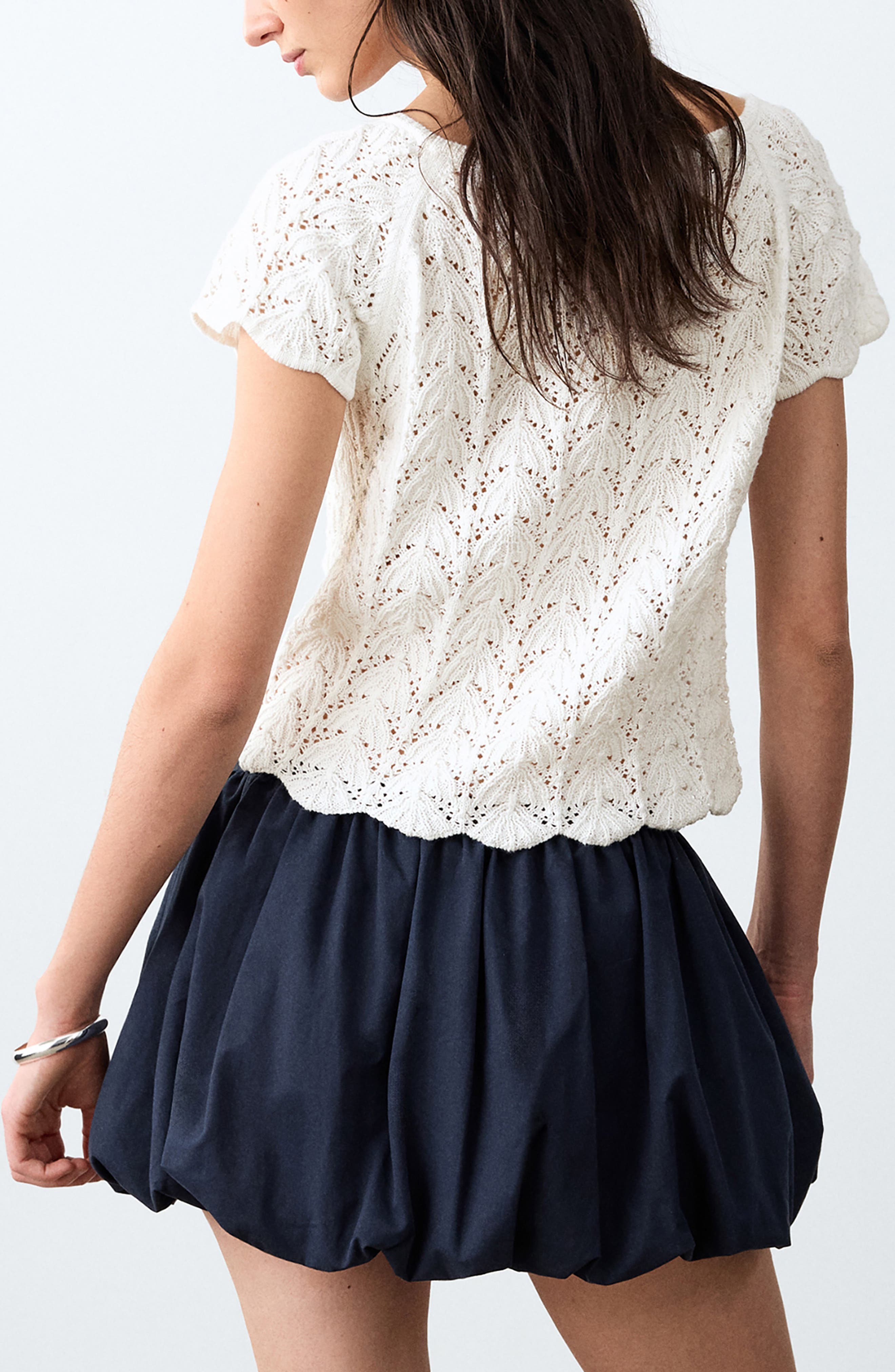 Open Stitch Knit Button-Up Shirt - image 2