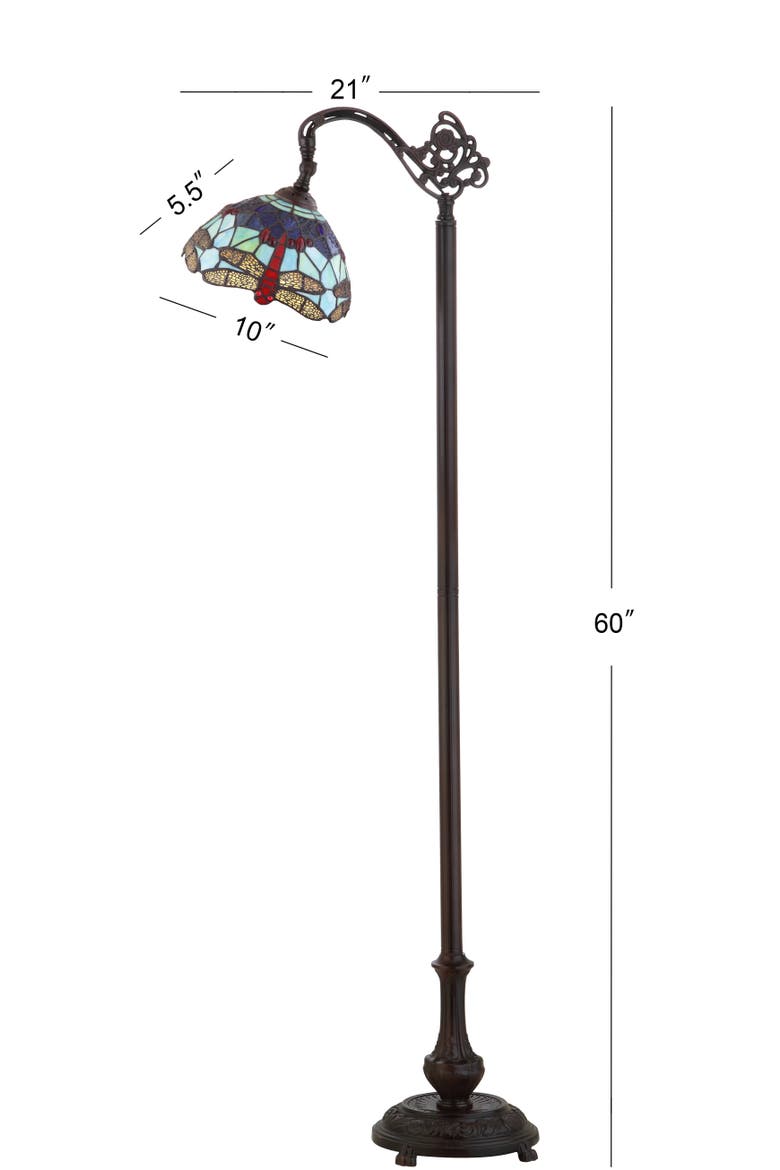 Dragonfly Tiffany-Style 60" Arched LED Floor Lamp, Bronze, Alternate, color, Bronze