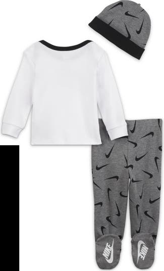 3-Piece Swoosh Long Sleeve Top, Footed Pants & Cap Set