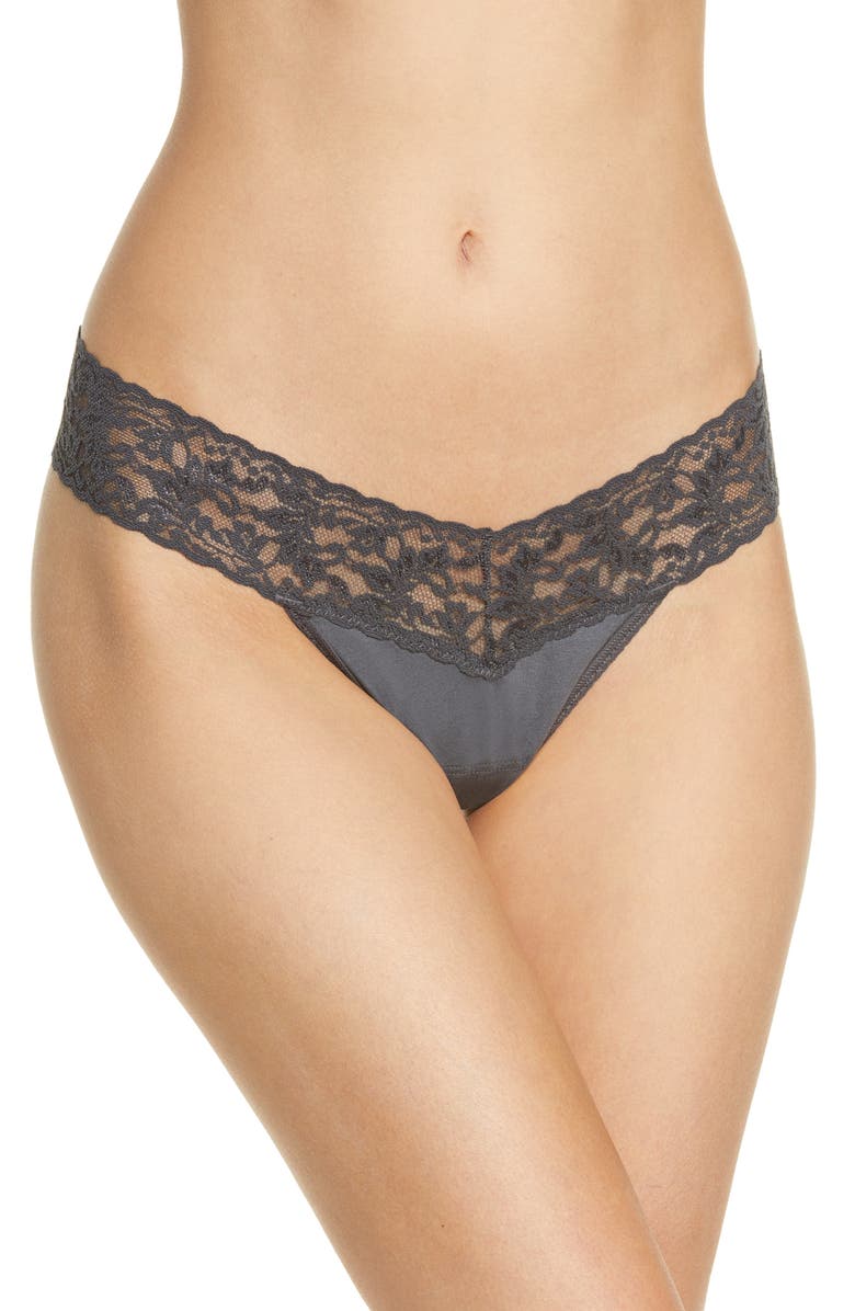 Hanky Panky Stretch Supima<sup>®</sup> Cotton Low Rise Thong, Main, color, 
