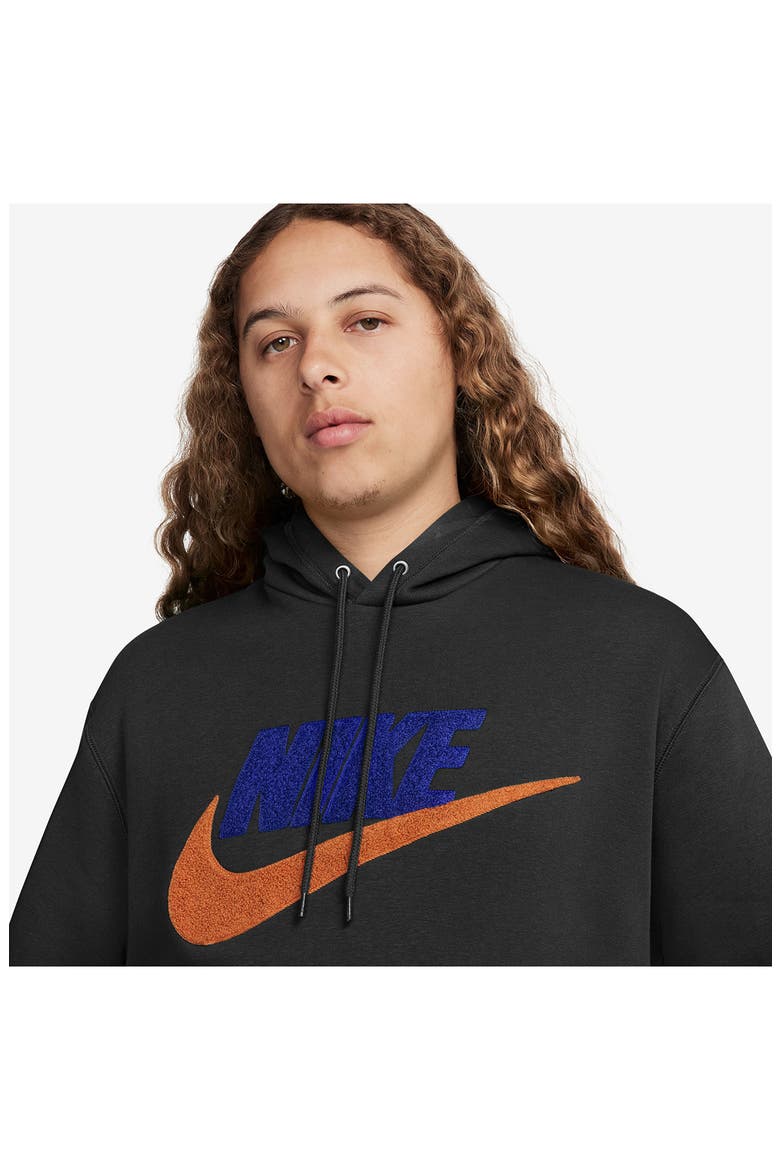 Club Chenille Futura Fleece Hoodie, Alternate, color, 010 BLACK/DEEP ROYAL BLUE/SAFETY ORANGE