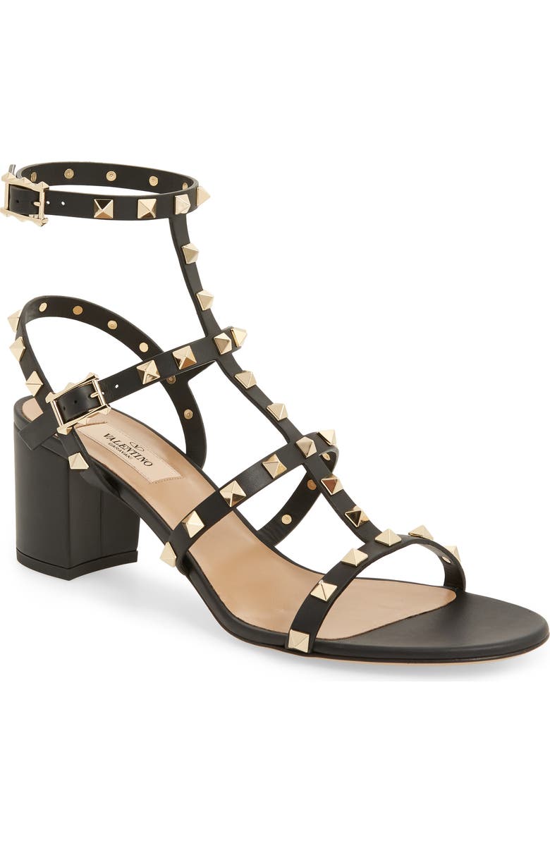 Valentino Garavani Rockstud Block Heel Sandal, Main, color, Nero