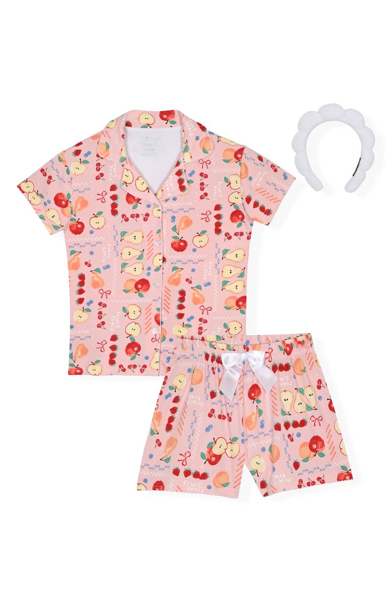 SLEEP ON IT Two-Piece Coat Short Pajamas & Headband Set, Main, color, Pink