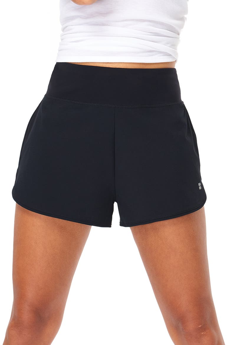 Time Trial Running Shorts, Main, color, BLACK