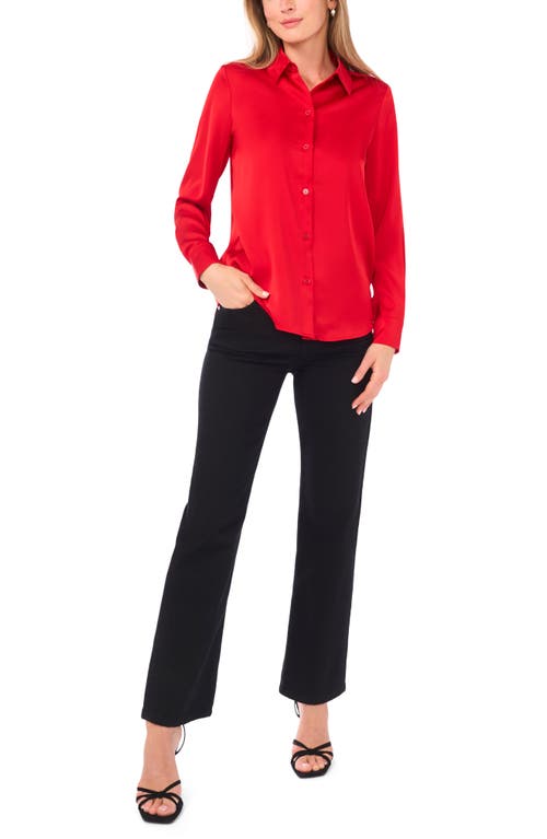 Vince Camuto Satin Long Sleeve Button-up Shirt In Red