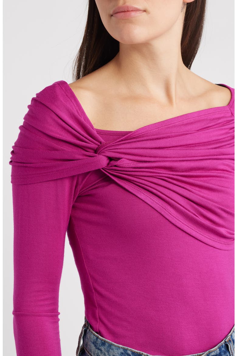 Asymmetric Neck Jersey Top, Alternate, color, MAGENTA