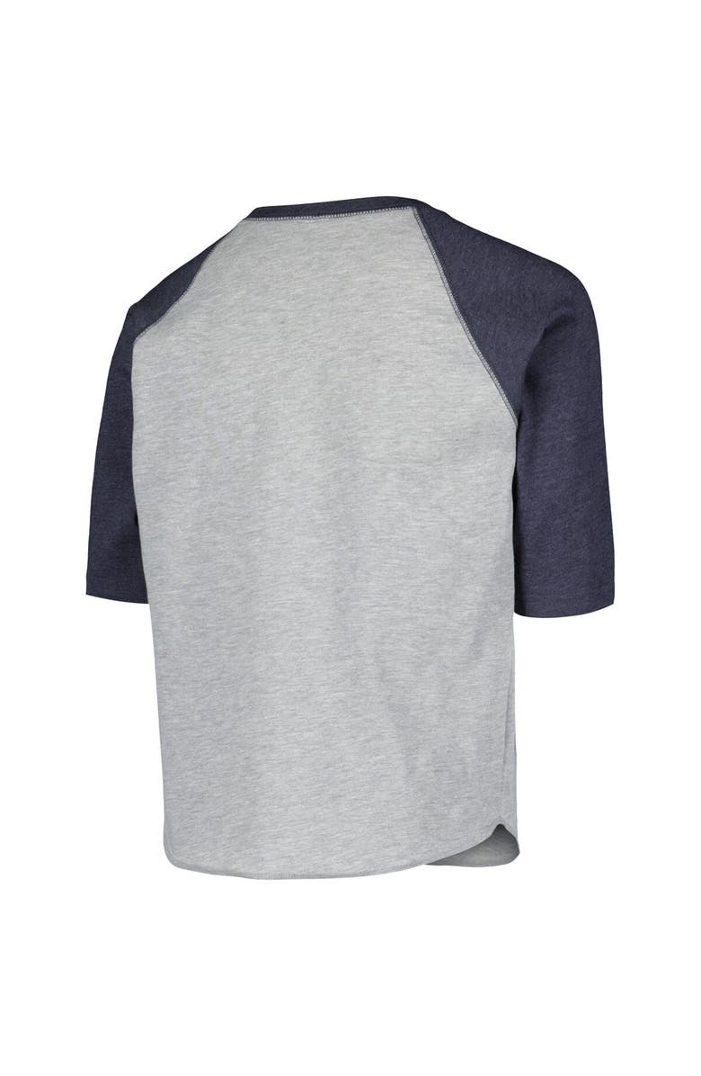 SOFT AS A GRAPE Youth Soft as a Grape Heather Gray New York Yankees Raglan 3/4 Sleeve T-Shirt, Alternate, color, 