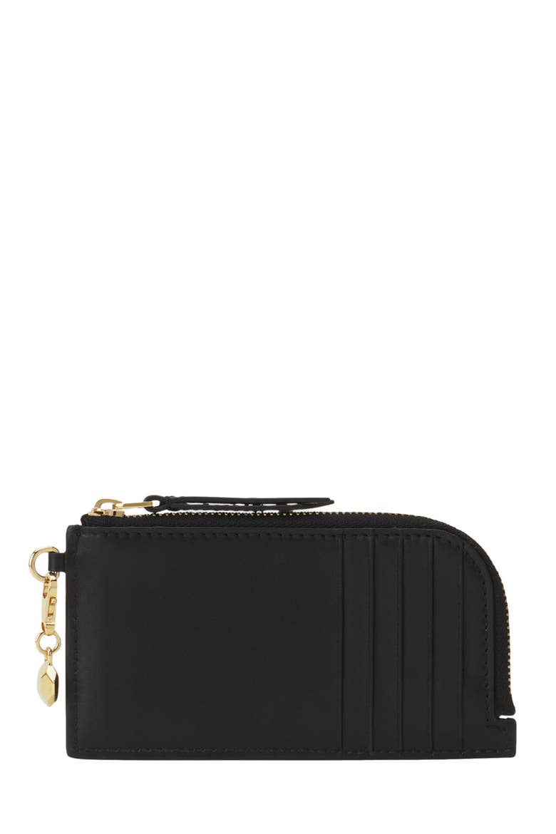 Catch By Lanvin Leather Cardholder, Alternate, color, Black