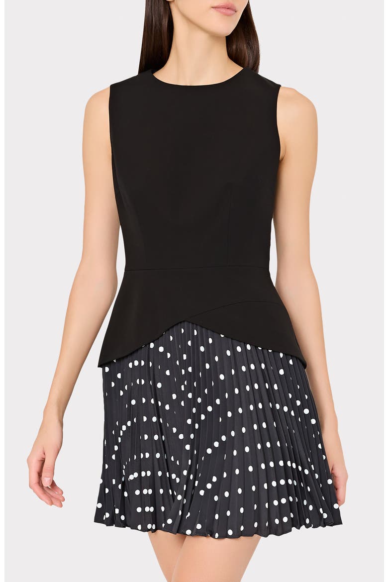 Haddy Dot Print Pleated Minidress, Alternate, color, BLACK/ WHITE
