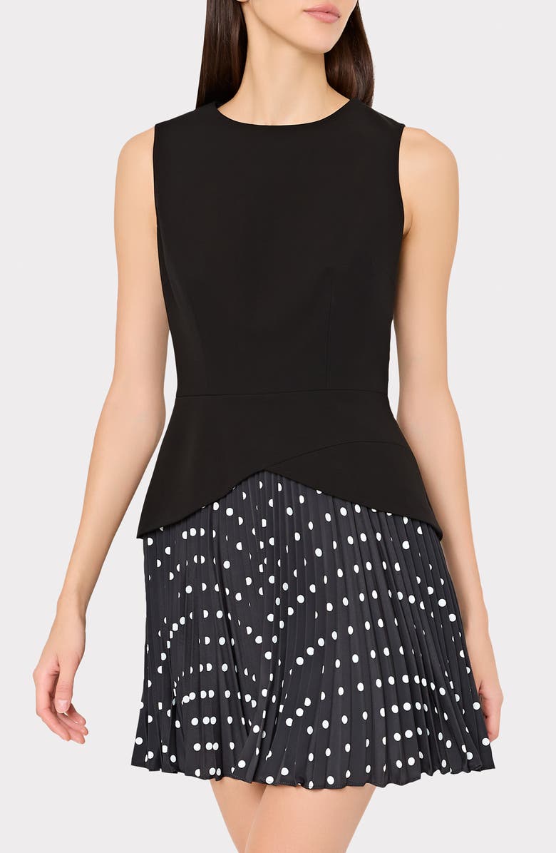 Milly Haddy Dot Print Pleated Minidress, Alternate, color, Black/ White