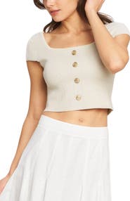 FLYING TOMATO Square Neck Knit Crop Top