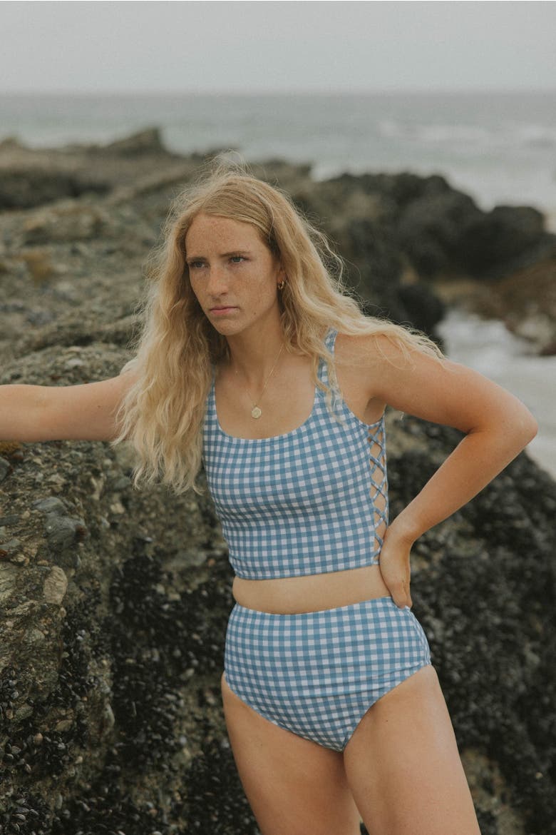 Georgia Tankini Top, Alternate, color, Blue Gingham