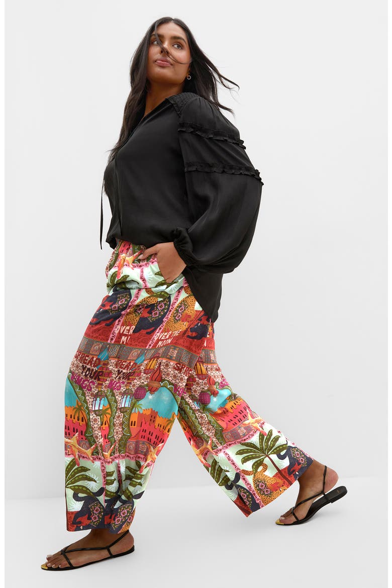 Print Smocked Waist Crop Pants, Alternate, color, FOOLS PARADISE