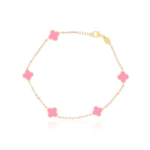 The Lovery Fine Jewelry Mini Bubblegum Pink Clover Bracelet In Pink