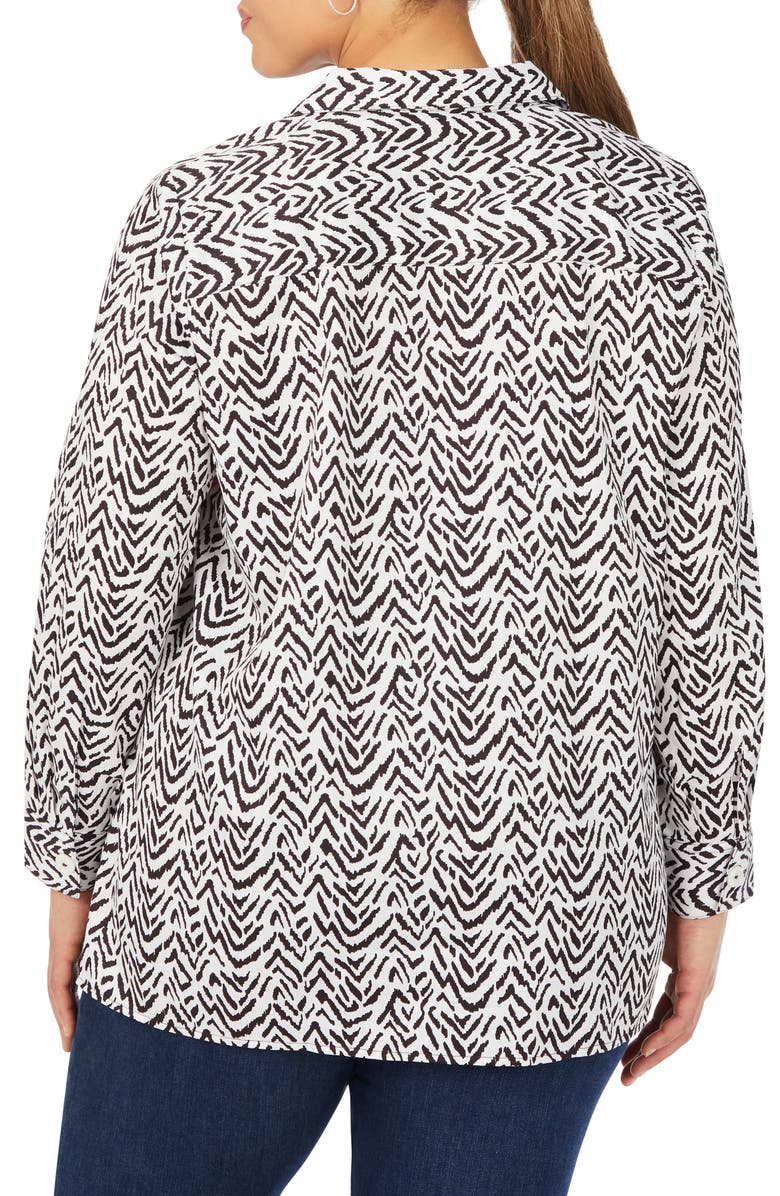 Foxcroft Rhett Animal Herringbone Button-Up Tunic Shirt, Alternate, color,