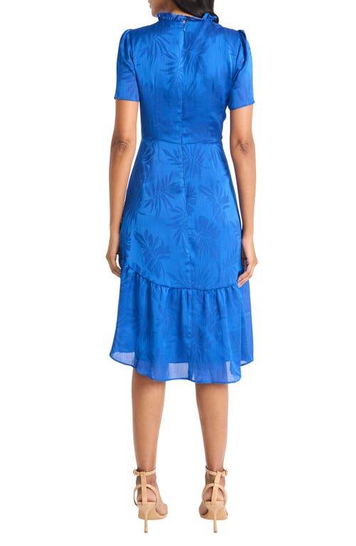 Maggy London Jacquard Midi Dress In Nautical Blue