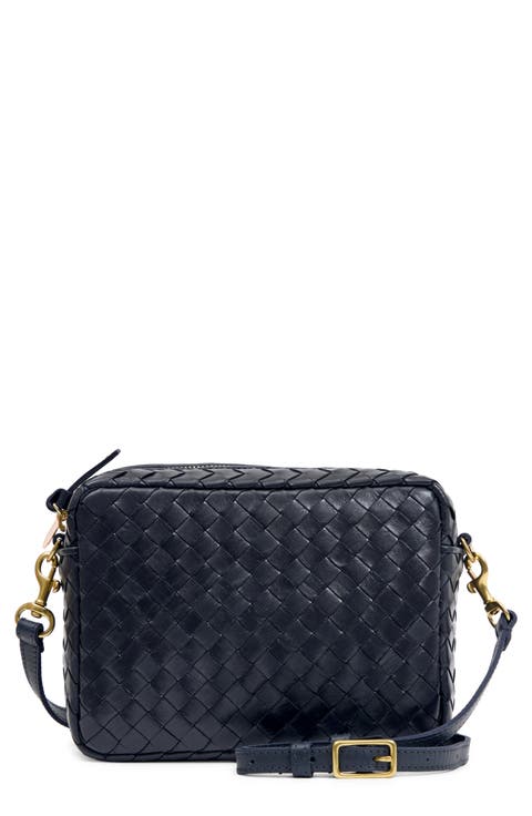 Midi Sac Woven Leather Crossbody Bag