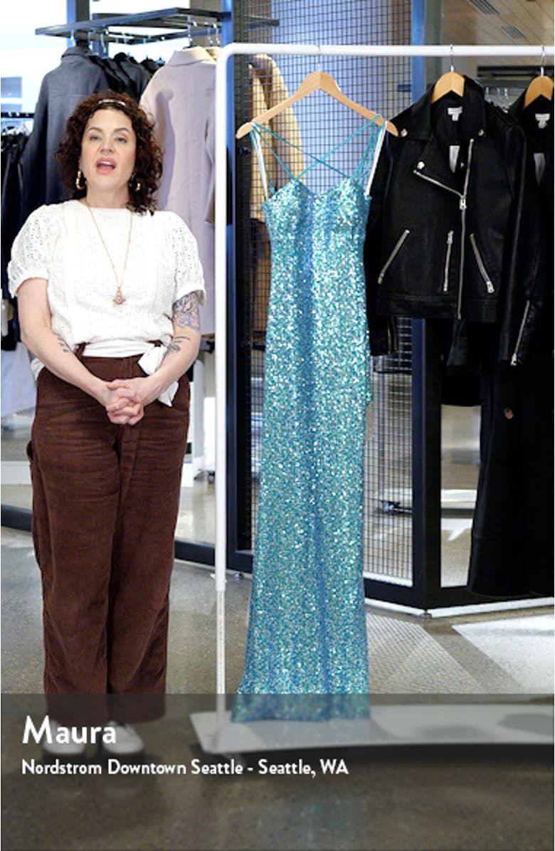 Strappy Fringe Trim Sequin Gown, sales video thumbnail