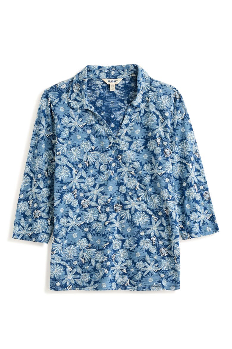 Wavecrest Organic Cotton Top, Alternate, color, SKETCHBOOK BLOOMS MARINE