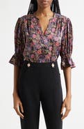 Cinq à Sept Paisley Eclipse Print Split Neck Top
