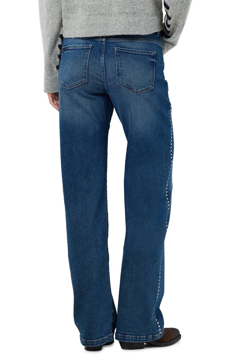 Noisy may Yolanda Studded Low Rise Wide Leg Jeans, Alternate, color, Medium Blue Denim