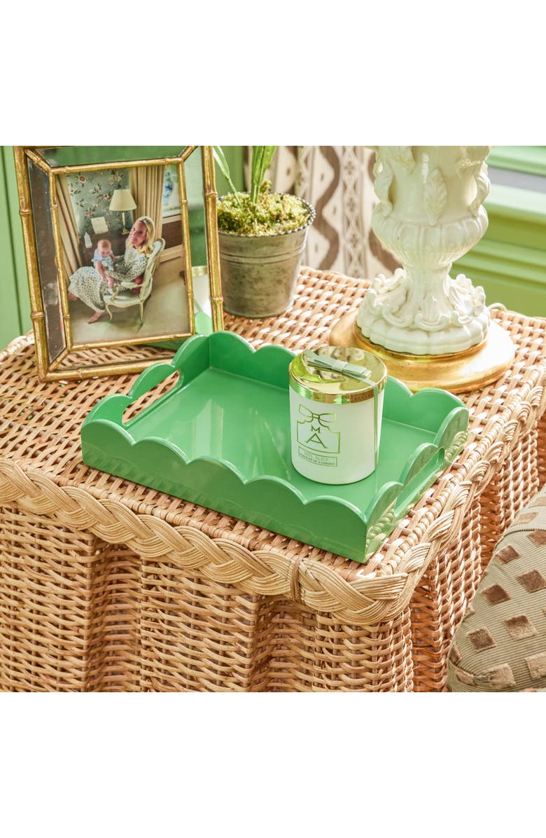 Mrs. Alice Small Lacquer Scalloped Tray, Alternate, color, Green