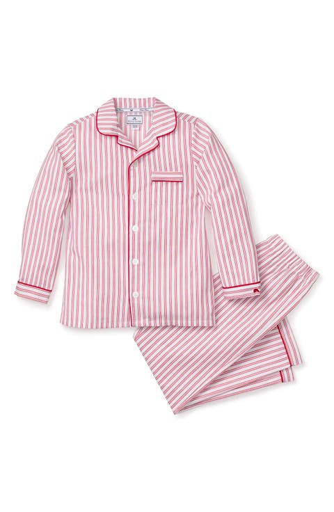 Ticking Stripe Flannel Two-Piece Pajamas